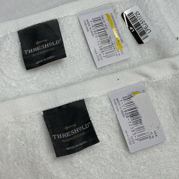 Threshold Cotton Striped Gray‎ Fabric Shower Curtain 2 Hand Towel Set - Picture 7 of 8